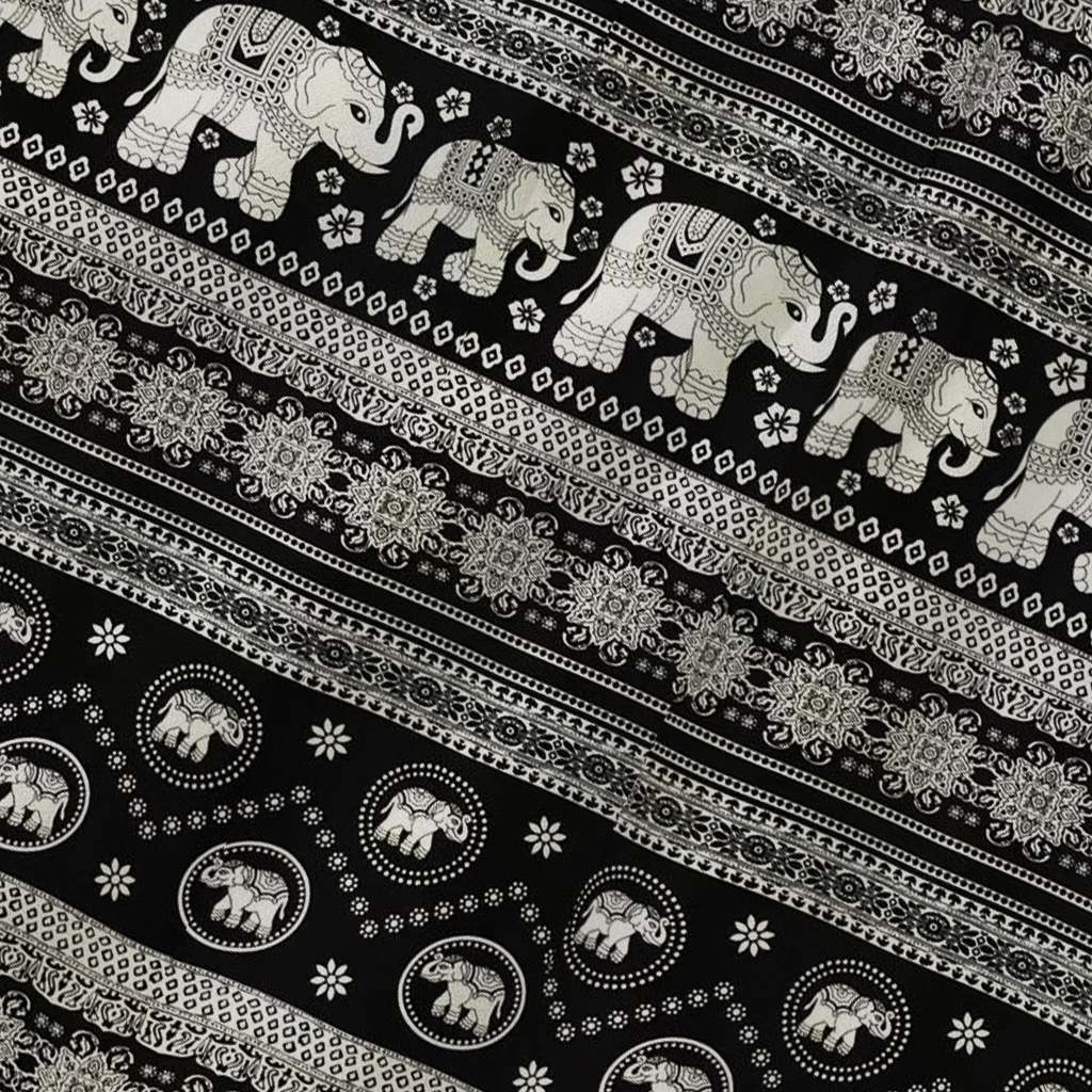 printed fabrics four-sided elastic petal elephant